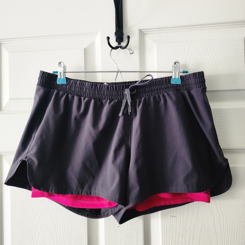 Adidas Gray And Pink Running Shorts